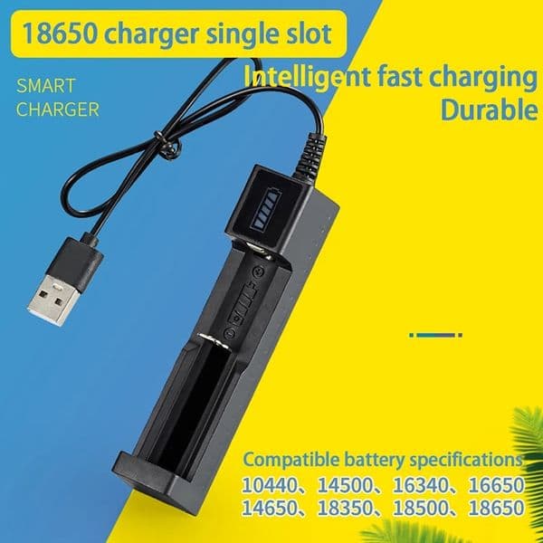 18650 Battery Charger Universal 1 Slots Smart Fast Charger Rechargeable Lithium Battery USB Adapter With Indicator Light