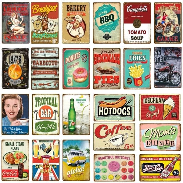 Homemade Pies Retro Plaque Metal Painting Breakfast Diner cooktail BBQ wall sticket Tin Signs Cafe Bar Pub Signboard Wall Decor Vintage Food Plates Size 30X20CM
