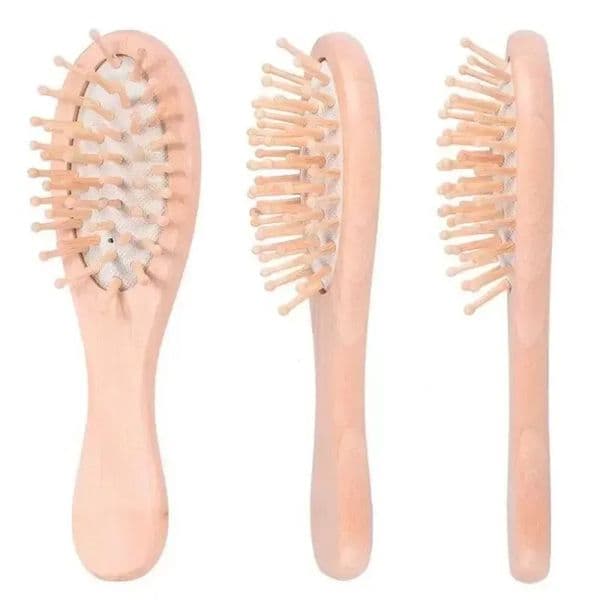 Bamboo Bristles Detangling Wooden Hair Brush Wet or Dry Oval Hairbrush 16x4.5x3cm for Women Men