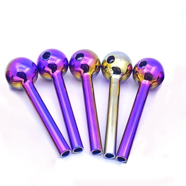 Wholesale Nano Plating Pyrex Glass Oil Burner Pipe Colorful Mini 4Inch Handcraft Smoking Hand Pipes