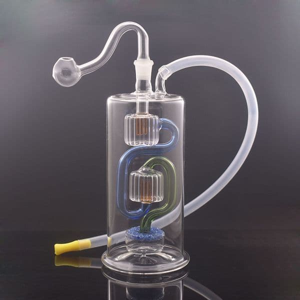 1set Big Size Glass Oil Burner Bong Hookahs Inline Triple Matrix Perc Thick Pyrex Super Filtration Smoking Water Pipe Bongs with 10mm Male Oil Burner Pipe and Hose