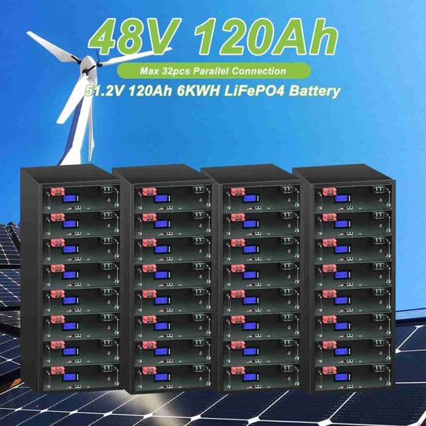 New 48V 120Ah 100ah 200ah LifePO4 battery Built-in BMS 6kWh 32 Parallel CAN/RS485 Communication Protocol Lithium Ion Battery