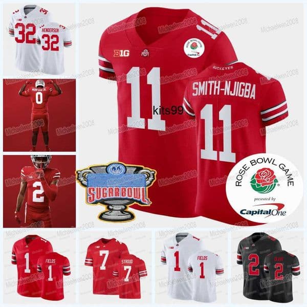 Custom Ohio State Buckeyes Football Jersey 2022 Rose Bowl NCAA Jaxon Smith-Njigba TreVeyon Henderson Jameson Williams Chase Young J.K.
