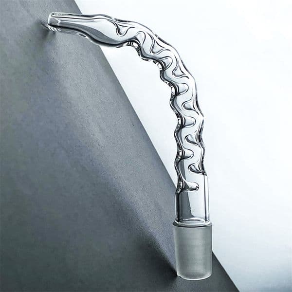 Glass nozzle water pipe 18mm external joint frosted fitting arc adapter with concave hole gun used for water collector corrugated
