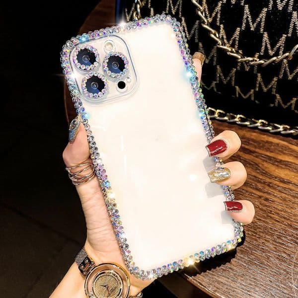 Luxury Crystal Rhinestone Soft TPU Cases For IPhone 17 Air 16 15 14 Pro Max 13 Plus 12 11 Diamond Clear Transparent Bling Fine Hole Camera Lens Protector Mobile