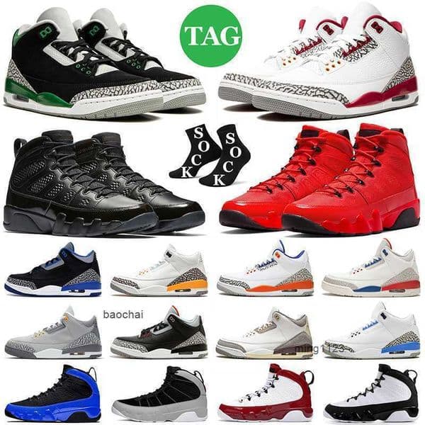3 3s Mens Basketball Shoes 9 9s Chile Cardinal Red Bred Pine Green Georgetown UNC A Ma Maniere Particle Grey Men Womens Trainers Sports