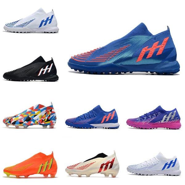 Women football shoes 2022 new Predator Edge FG 22 Silver-Black Sharp Blade Series Full Knitted mens Soccer Shoes without Shoebox 0410