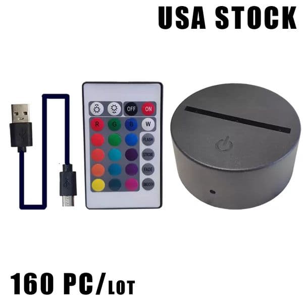 Night Lights Acrylic LED Light Base USB 3D Table Lamp Holder Remote Control/Touch Switch For Wedding Festival Home Bedroom Decoration Crestech