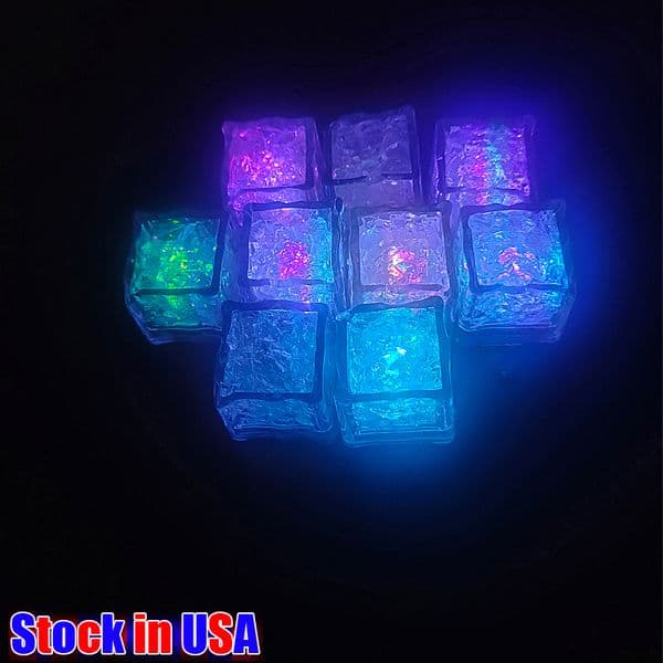 LED Ice Cubes Light Water-Activated Flash Luminous Cube Lights Glowing Induction Wedding Birthday Bars Drink Decor 960Pack usalights