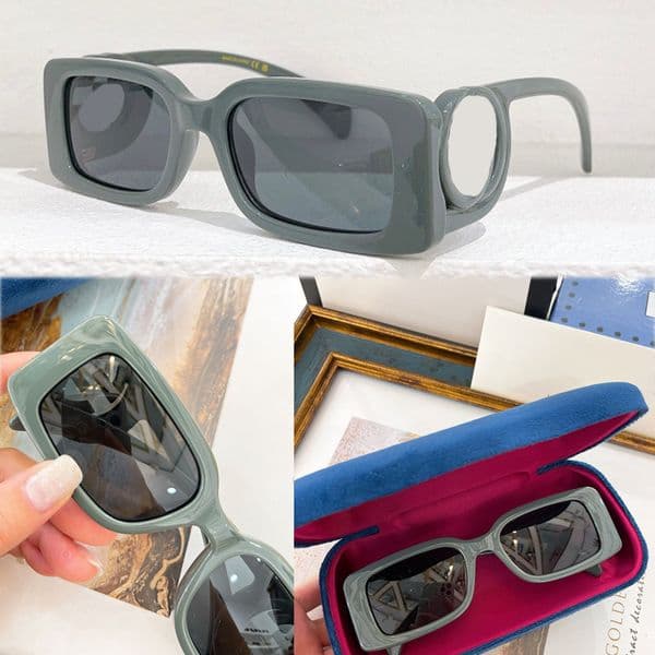 Shiny dark grey acetate frame Sunglasses 1325 Mens Designer Shadow Box Frame Rectangular Frames Solid lens Glasses for Women Hinged Temple Decoration Party Eyewear