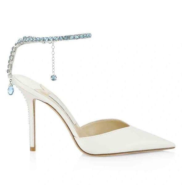 2025 Italy Design Women Saeda Sandals Shoes With Crystal Chain Stiletto Heel Party Wedding Lady Gladiator Sandalias lady wedding party dress pump