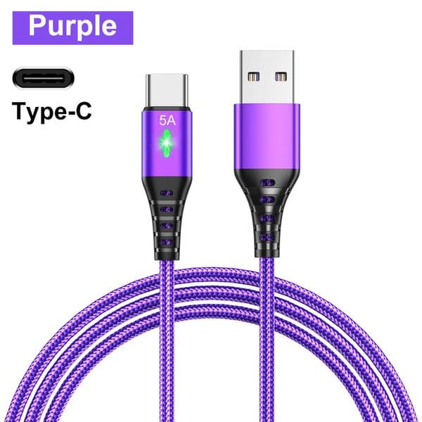 5A USB Type C Cable Mobile Phone Fast Charging Type-C Data Wire Cord For Huawei P40 Xiaomi Mi 12 Pro 11 Redmi 1M