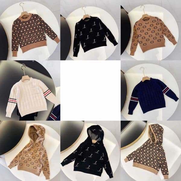 Kids Boys Fashion Sweaters Girls Baby Pullover Autumn Winter Sweatshirts Children Keep Warm Letter Printed Sweater Jumper Clothing