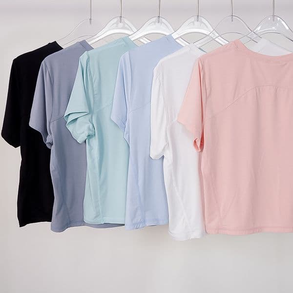 LM113 Women's Yoga Sports Modal Short Sleeve Action Always Crop Top T-shirt Crew Neck Fitness Sportwear