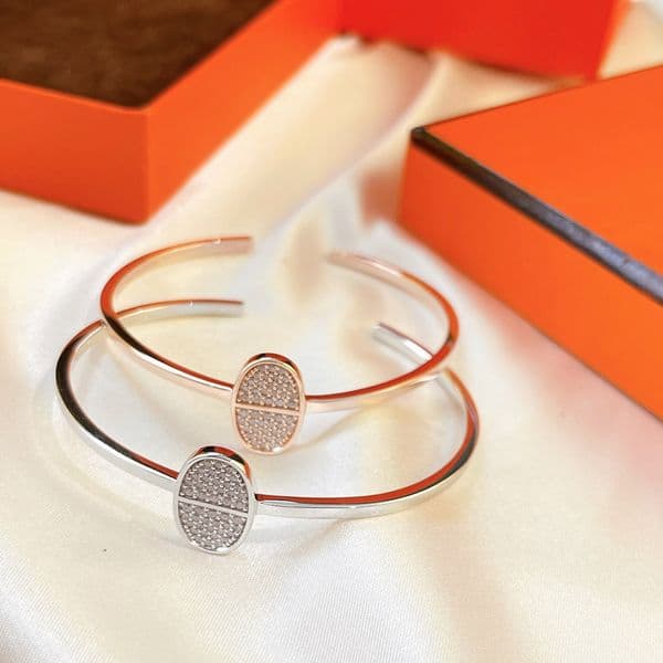 Chaine dancre Contour bangle for womens Inlaid crystal designer Bracelet counter quality Sterling silver gold plated material official reproductions 013