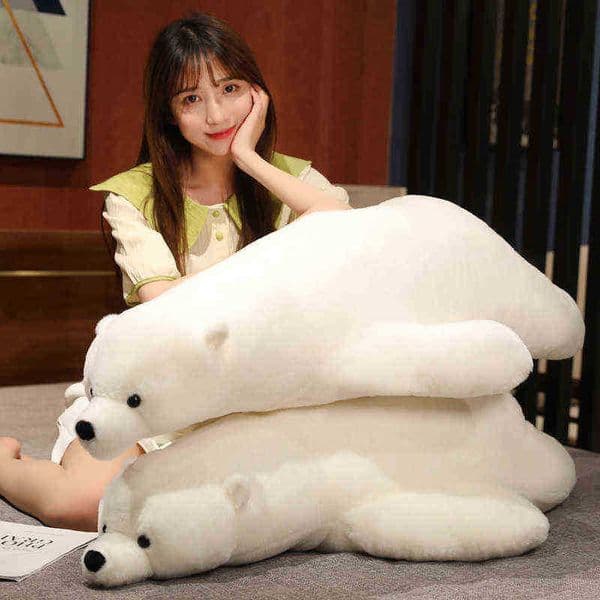 110Cm Giant White Polar Bear Plush Toy Beautiful Teddy Bear Pillow Filled Cushion Baby Sussen Dolls Beautiful Birthday Gift J220729