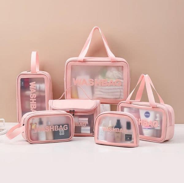 Women Travel Storage Bag PU Makeup Organizer Bags Waterproof Washbag Transparent Cosmetic Cases SN380