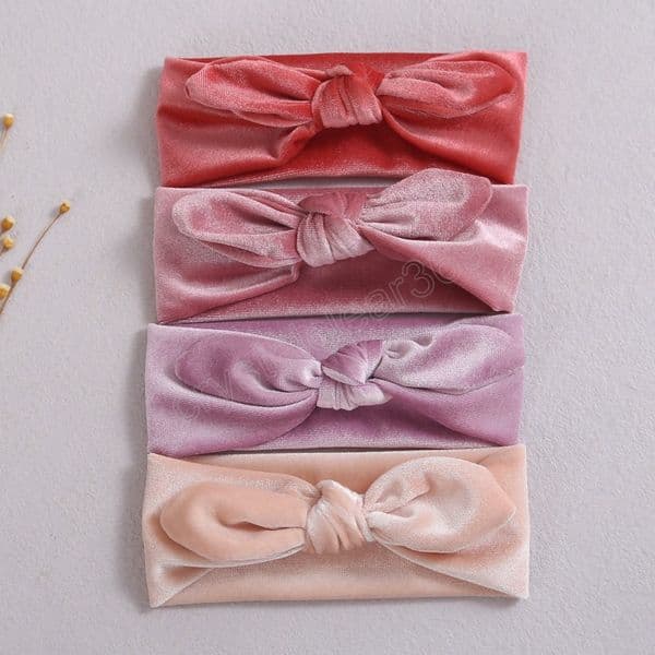 Rabbit Ear Knot Baby Headbands Newborn Turban Hair Bow Girls Soft Velvet Hairbands Elastic Kids Children Hair Accessories Gift