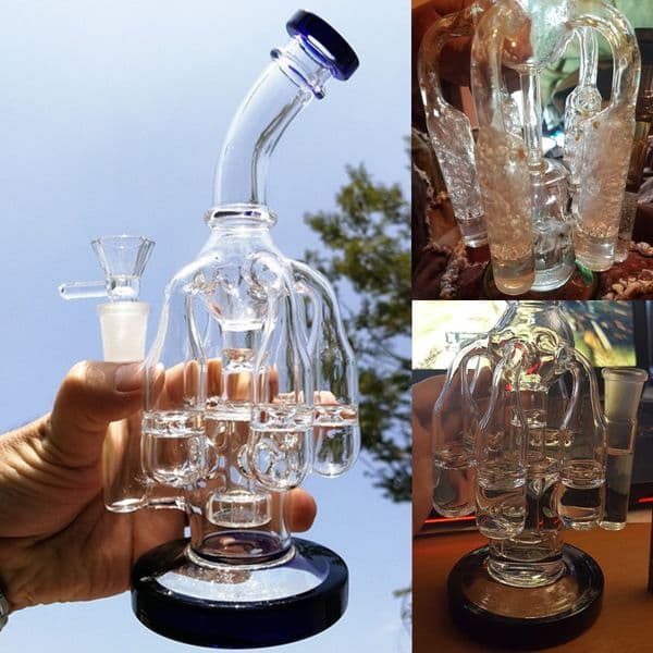 Thick Glass Hookah Bongs Recycler Perc Water Pipe Bong Bubbler Smoking Shisha with 14mm Bowl