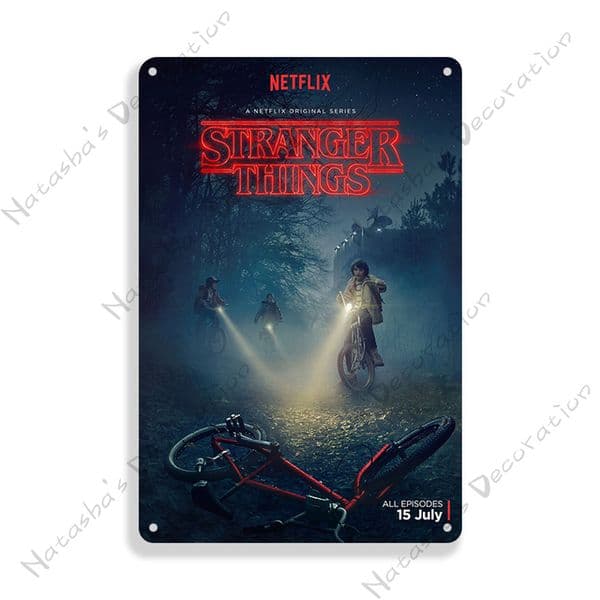 Stranger Things Horror TV Metal Painting Vintage Poster Tin Signs Rusty Decorative Plate Bar Wall Decor Classic Movie Posters Woo