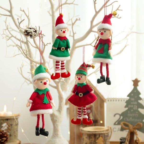 Christmas Plush Plush Elf Doll Decoration Christmas Tree Hanging Pendant Boy and Girl Elf 2025 New Year Gift