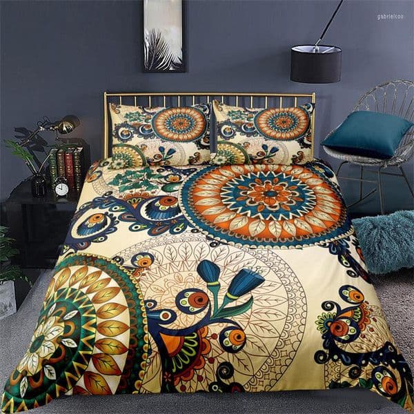 Bedding Sets Mandala Set Queen Size Bohemian Style ral Print Duvet Cover With Pillowcases For Kids Girls Adults Bedroom Decorative