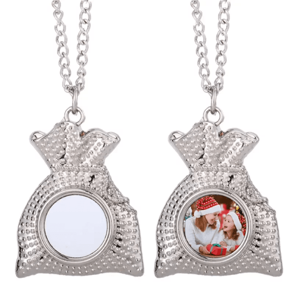 Sublimation Metal Christmas Bag Decorations Gift Pendant Necklace Heat Transfer Blank Material DIY New
