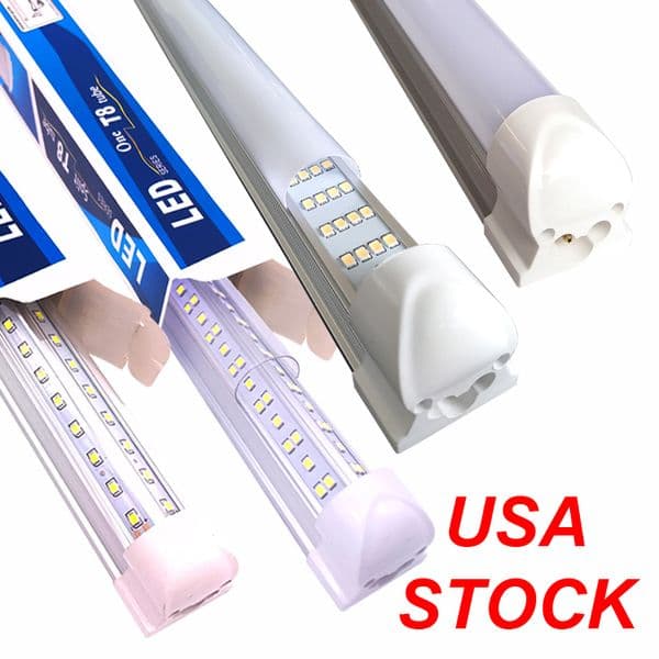 US Stock Led Tubes V-Shaped 4ft 5ft 6ft 8ft Cooler Door Led Licht Tubes T8 Double Sides SMD2835 Led Fluorescent Lamps AC 85-265V CRESTECH
