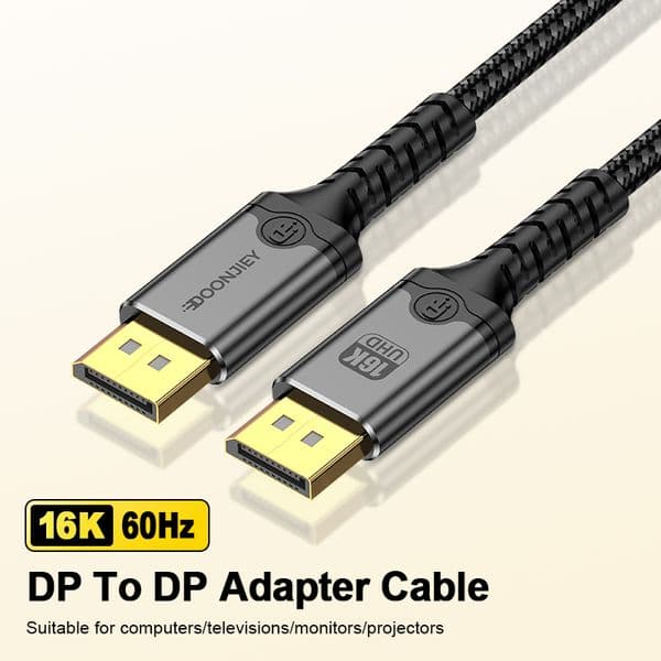 16K Display Port Cable DP 2.1 Aluminum Alloy 16K 60Hz 10K 120Hz Braided High Speed Display Port Wire Compatible with TV Monitor Laptop