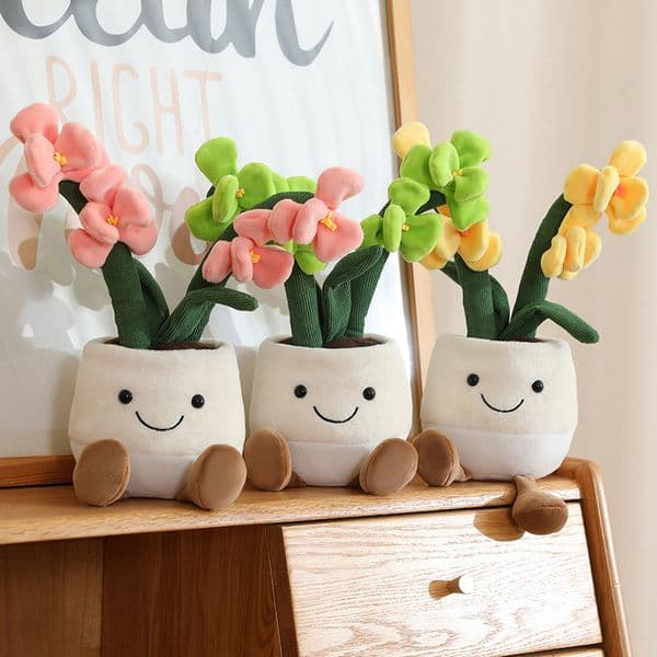 Fun Orchid Plush Toy Green Plant Potted Plant Series Plush Toy Simulation Bouquet Doll Gift 001851