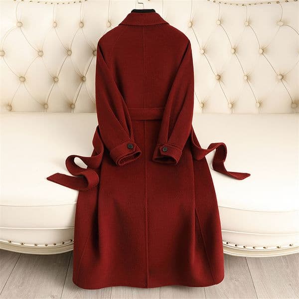 D5324 Double-faced cashmere coat for women 2024 autumn and winter new style over knee Hepburn style temperament fashion