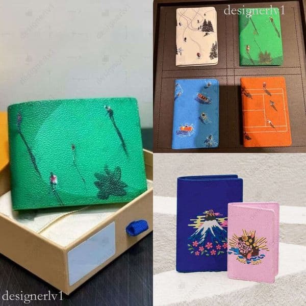 Designer purses Old money style Pool Blue women sport skiing leather print Cartoon coin Golf Green brown passport ID case pock cardholder credit thin bus card clips