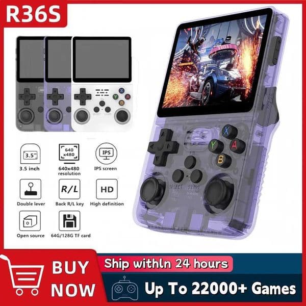 Retro R36S Handheld Video Game Console 35 Inch IPS Sn 128GB Preloaded Games Portable Pocket Player with Linux System H251219