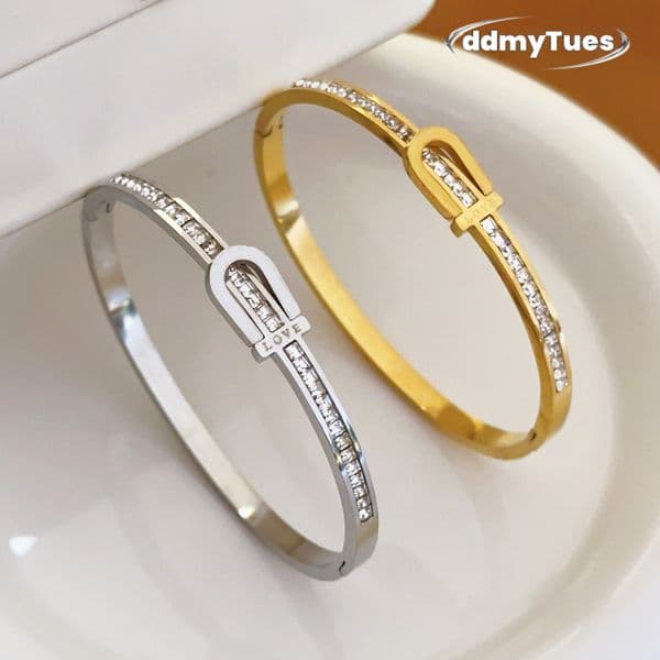 Shiny Rhinestone Inlay Bangle Glitter Steel U Shape Clasp Bracelet Classic Women's Open Bracelet250711 ddmythur ddmythur ddmythur ddmythur