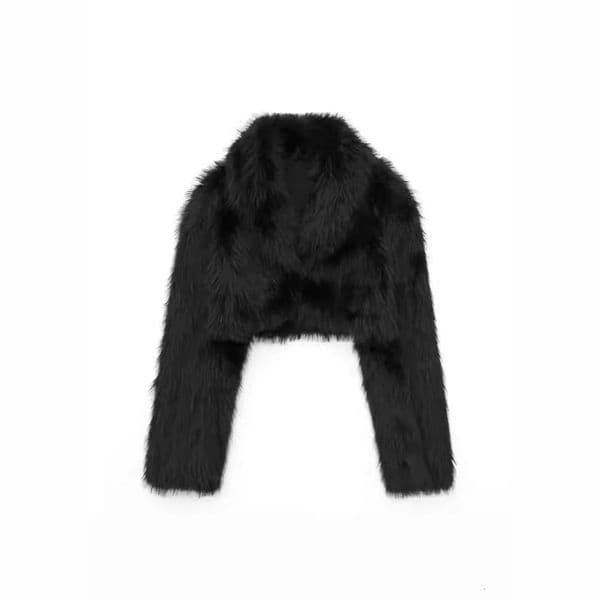 2024 Autumn Winter New Style Womens Fashion French Black Faux Fur Short Coat Fur New Style