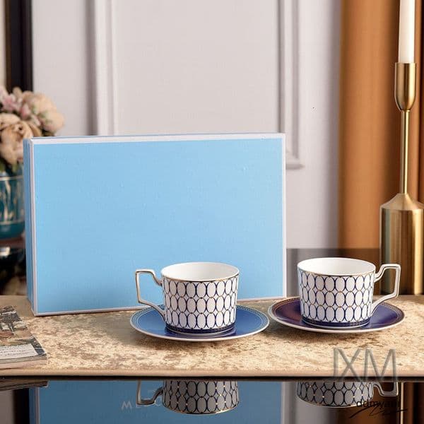 Elegant Bone China Coffee Set With Gold Accents, Includes Cups, Saucers, And Spoons - Perfect Afternoon Tea Gift Box ddmyapr ddmyapr