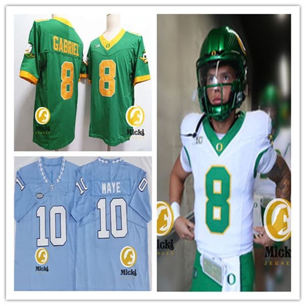 Mens #8 Dillon Gabriel Oregon Football Jersey Stitched #10 Drake Maye UNC Jerseys S-3XL