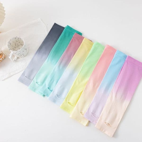 Summer Men and Women Outdoor Cycling Gradient Color Sun Arm Guards Thin Silk UV Protection Ice Sleeves