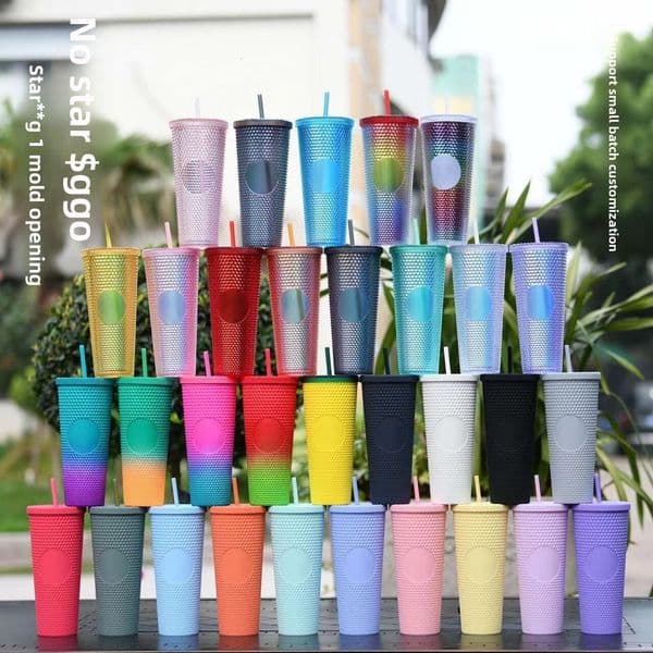 New Valentine's Day Gift Simple Plastic 750ml Large Capacity Durian Portable Straw Cup