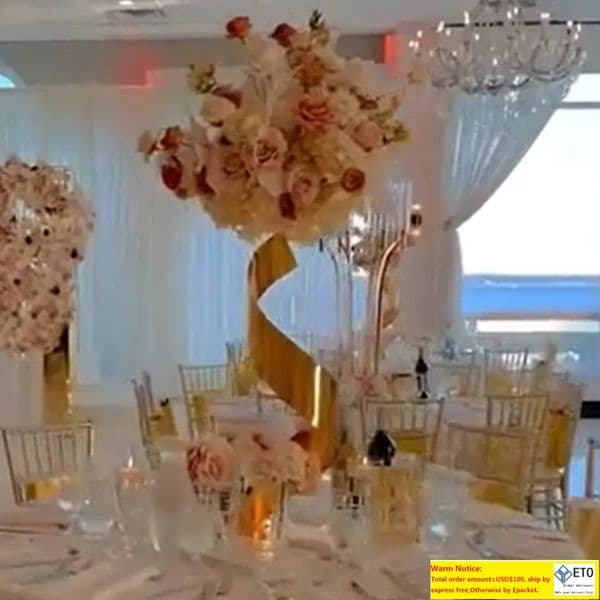 Gold metal flower Arch stand centerpieces Flowers Floral Arrangement stand for Wedding Hotel Decoration Gate Flowers stand pot aisle decor stand