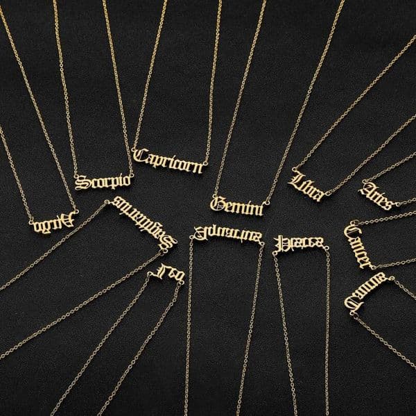 Jewelry New Style Minimalist and Fashionable Stainless Steel Twelve Constellations English Letter Versatile Necklace for Women, Color Retaining Clavicle Chain