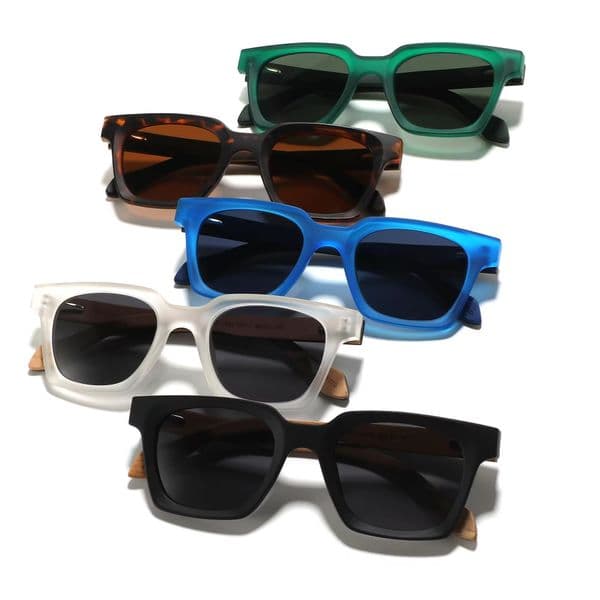 Reasonable price and high quality female men's sunglasses hand-made rectangular square custom logo wood polarized sunglasses hand-made wooden legs..