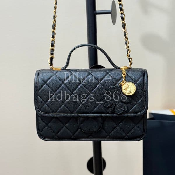 Mirror quality Vintage Messenger Designer Handbags Fashion Crossbody bags Luxury Calfskin Leather Shoulder bag Chain Bags 25cm With Box C404