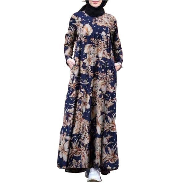 (634) New Loose-fitting Printed Large Size Retro Pullover Dress
