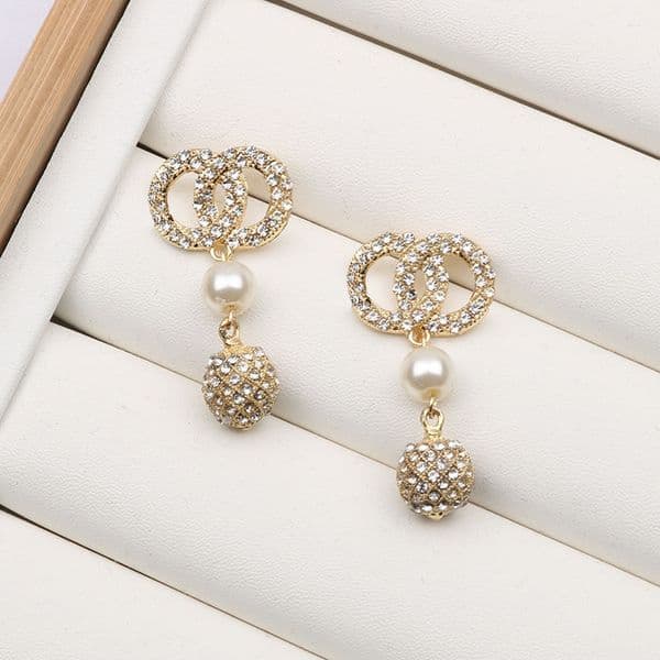 Luxury Designer Earrings Brand Letters Stud Diamond Earrings For Woman Jewelry Accessories Christmas Gifts