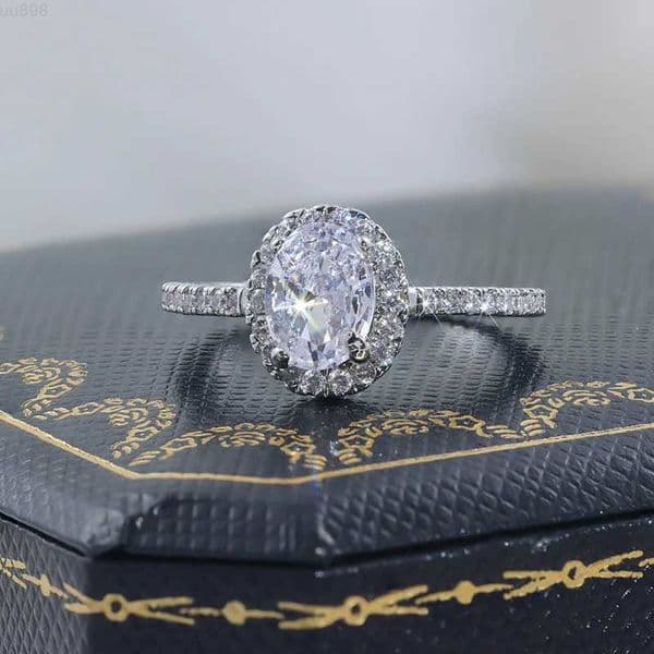 New Light Luxury Oval Moissanite diamond Ring Sparkle for Lady AAAfor Wedding Party Event Anniversary Gift of High Quality Boutique Jewelry