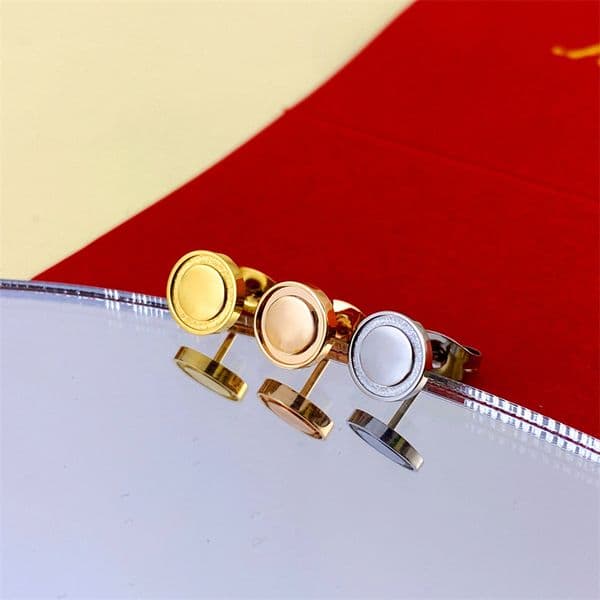 Luxury Branded stainless Steel men boy big mini 8mm designer stud Earring 18k rose Gold Silver 15mm studs Earrings Women girl Wedding Party love Jewelry never