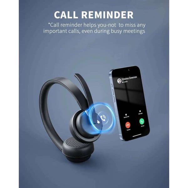 Eh11 Work Bluetooth 5.3 Headset AI Noise Cancelling Mic Call Reminder Wireless Headphone With Voice Assistant