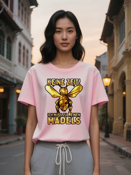 Large XL Women's Casual Print T-Shirt Black Crew Neck Tee with Golden Geometric Bee Design No Time Text Perfect Summer Plus Size