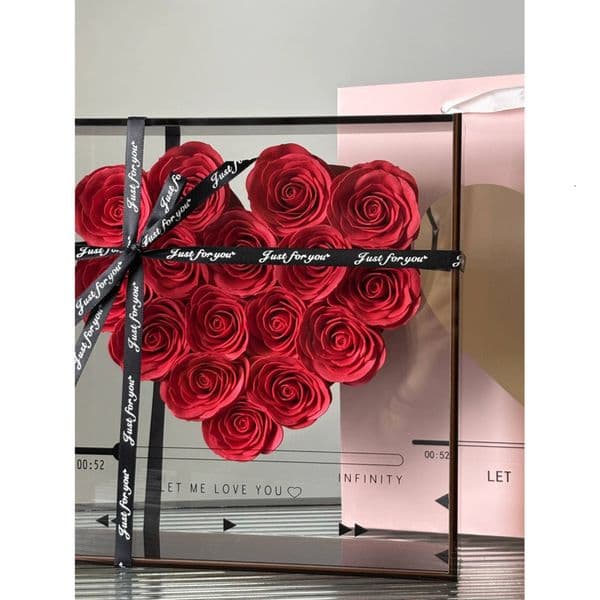 Eternal Rose Ornament Love CD Acrylic Box Soap Flower Creative Gift for Girlfriend's Birthday